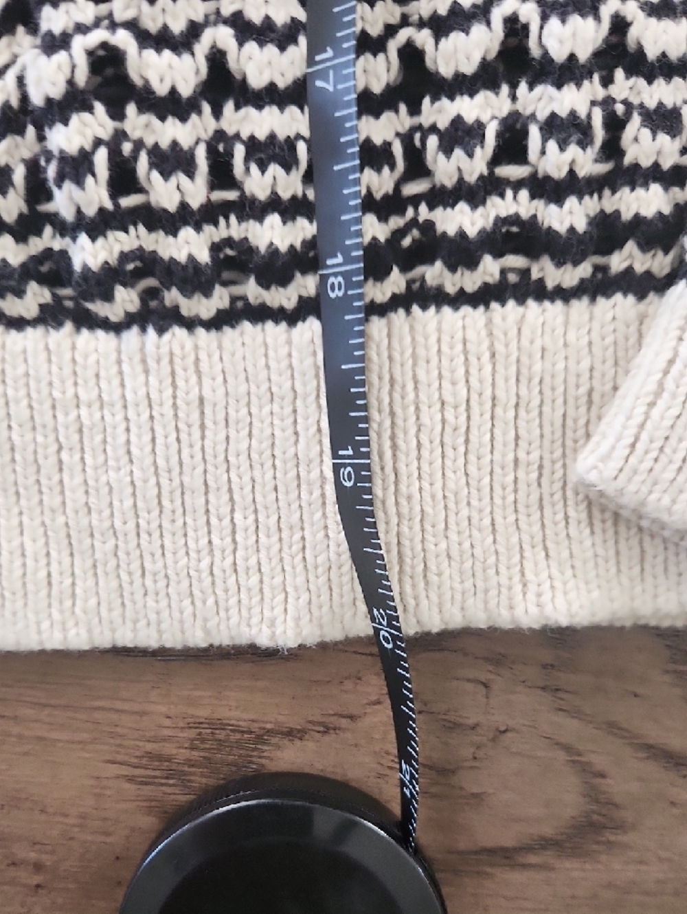 LOFT Black and Cream Button-Front Textured Cardigan - Picture 8 of 9